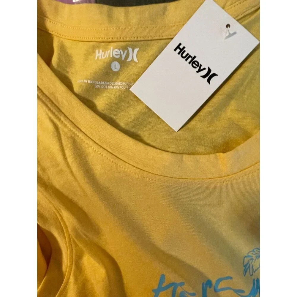 Hurley L Logo Yellow Floral Graphic Scoop Neck Lounge Sleeveless T-Shirt Dress - Picture 6 of 6